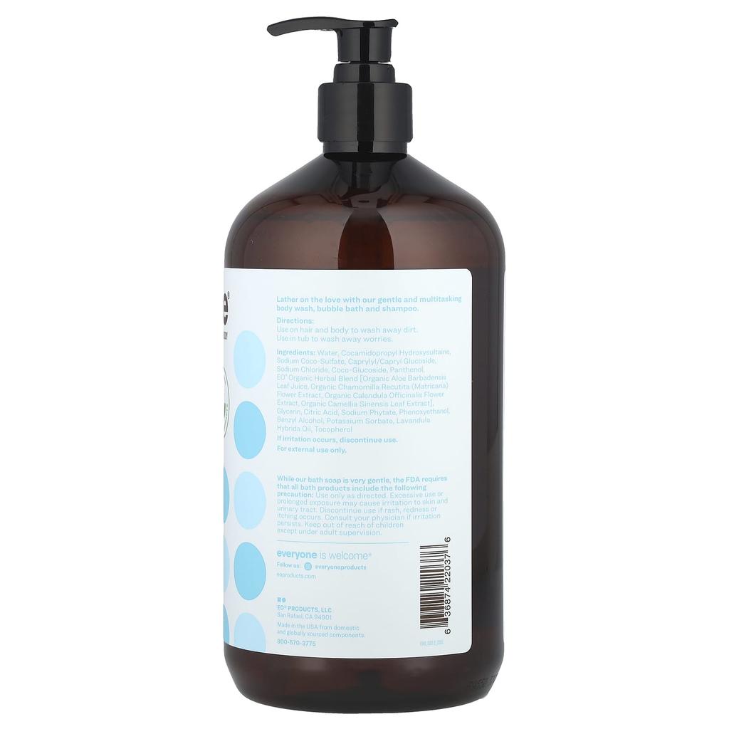 Мыло 3 в 1, Гель для душа, Пена для ванны, Шампунь, Без отдушек, 946 мл(32 жидких унции)