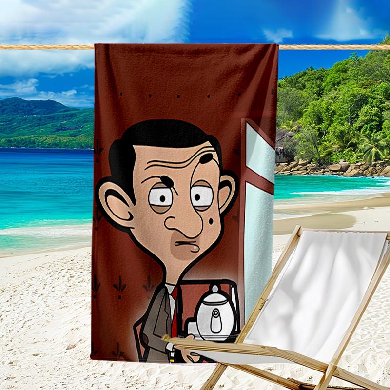 proof beach towel with a Mr. Bean2 pattern - soft,absorbent,quick-drying,machine washable - perfect for swimming,camping,bathing