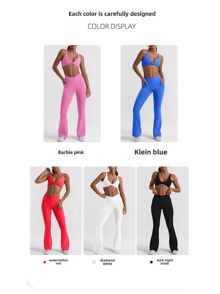 Комплект сексуального нижнего белья Cross-Border: Спортивный бюстгальтер-комбинезон и штаны для йоги с высокой талией