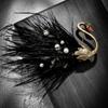 Retro Feather Black Swan Coat Brooch High-End Corsage Female Ins Trendy Personality Pin Temperament Luxury Accessories