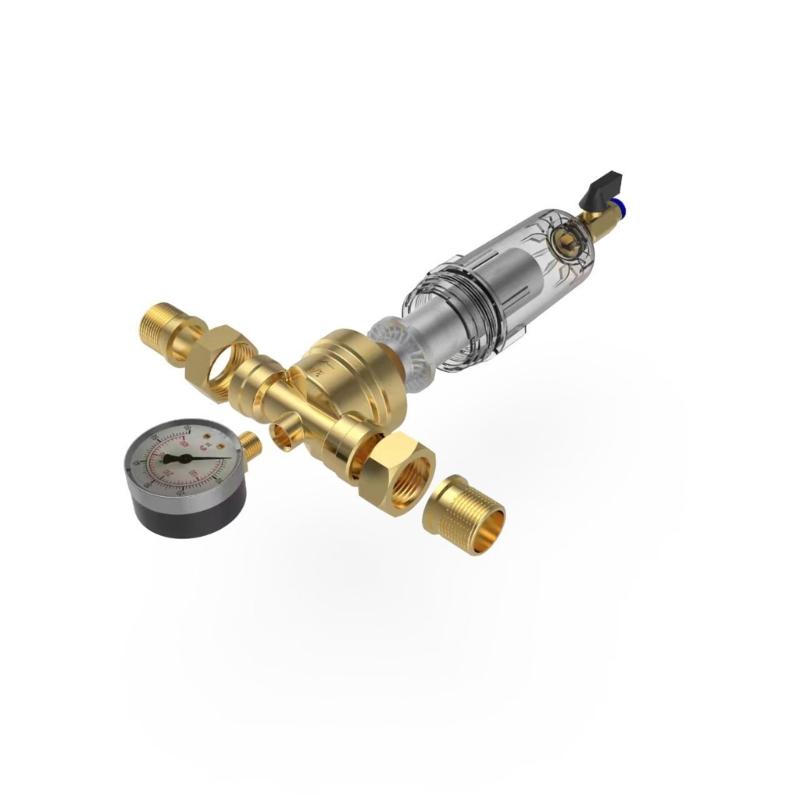 Universal 3/4inch Or 1/2inch Threaded Backwash Sediment Filter with Pressure Gauges for Whole Houses Water Systems