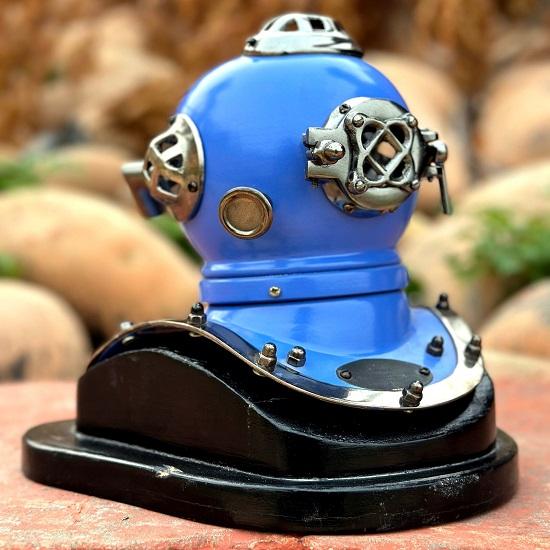 Шлем для подводного плавания Синий ВМС США Водолазный шлем Mark V Морской шлем для глубоководного дайвинга Водолазный шлем mark V Водолазный шлем с подставкой