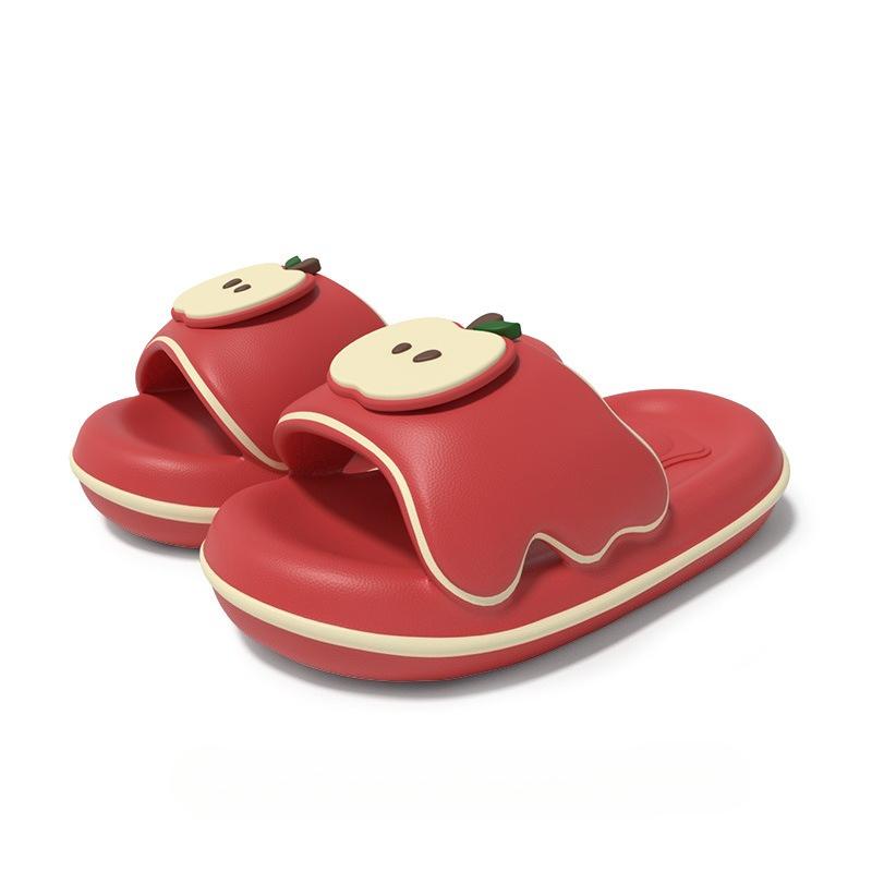 Мода 2025 Новые Милые Тапочки на Платформе в Виде Яблочного Пирога для Женщин Мужчин Домашняя Обувь Толстая Подошва Домашние Банные Шлепанцы Пара Уличные Сандалии