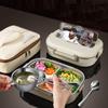 304 Stainless Steel Lunch Box with Tableware Portable Seal Bento Box for Students Office Worker Microwave Heating Food Container