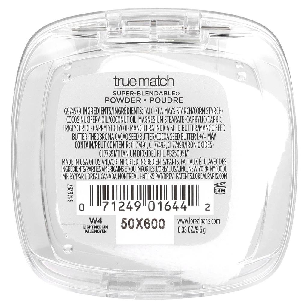 L'Oréal, True Match, Super-Blendable® Powder, W4 Light Medium, 9.5 G (0.33 Oz)