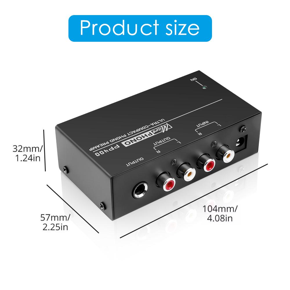 Ultra-Compact Phono Preamp Preamplifier With Rca Input & Output 1/4Inch TRS Interfaces Preamplificador Turntable Preamp PP400