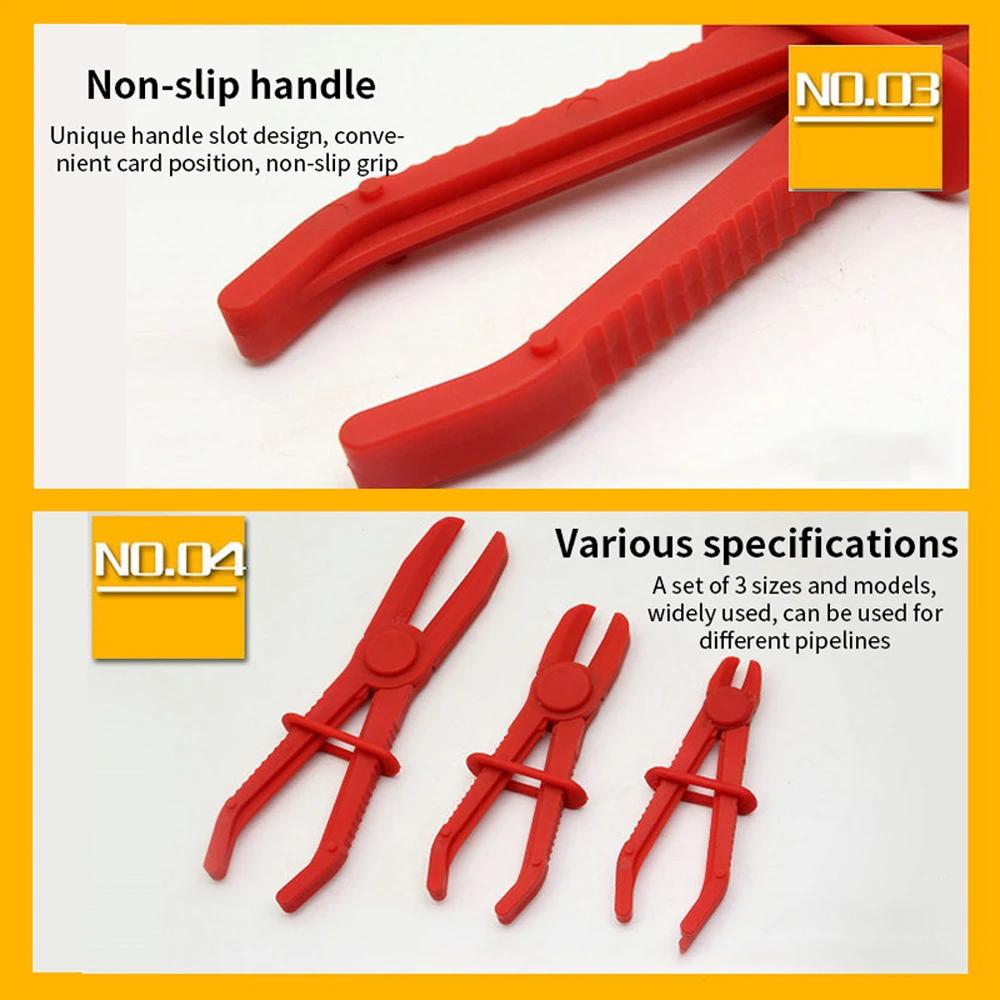3Pcs Set Hose Tube Clamp Pliers Tool Car Brake Fuel Water Line Clamp Oil Pipe Plier Hose Clamp Removal Tool Automobile Repairing