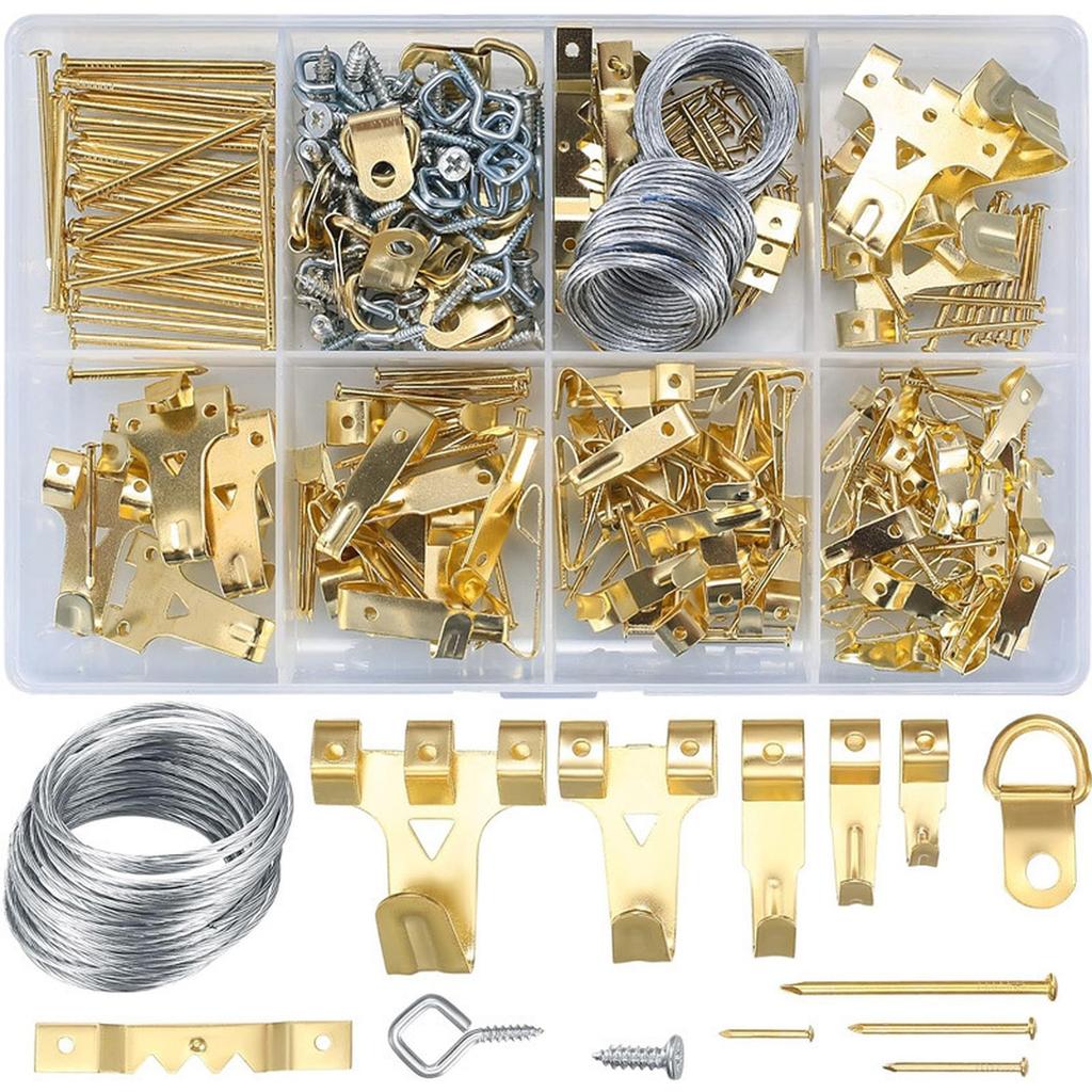 ABEZ Picture Hanging Assortment Kit, Heavy Duty Wire Picture Hanging 220-Piece Set For Photo Mirror Frame Artwork