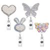 Easter Bunny Pearl Rhinestone Butterfly Heart Medical Care Retractable Badge Roll Gift