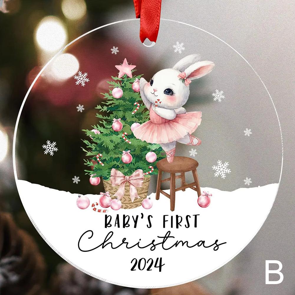 Baby's First Christmas Round Acrylic Christmas Ornaments Making Crafts Christmas Decorations Pe Q1T4