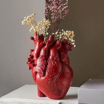 Креативная ваза в форме сердца, вазы для цветов, скульптура, индивидуальная ваза, ваза из смолы в форме сердца, настольное украшение для дома