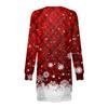 Women's Fashion Round Neck Christmas Print Long Sleeve Wrap Hip Dress Sweater