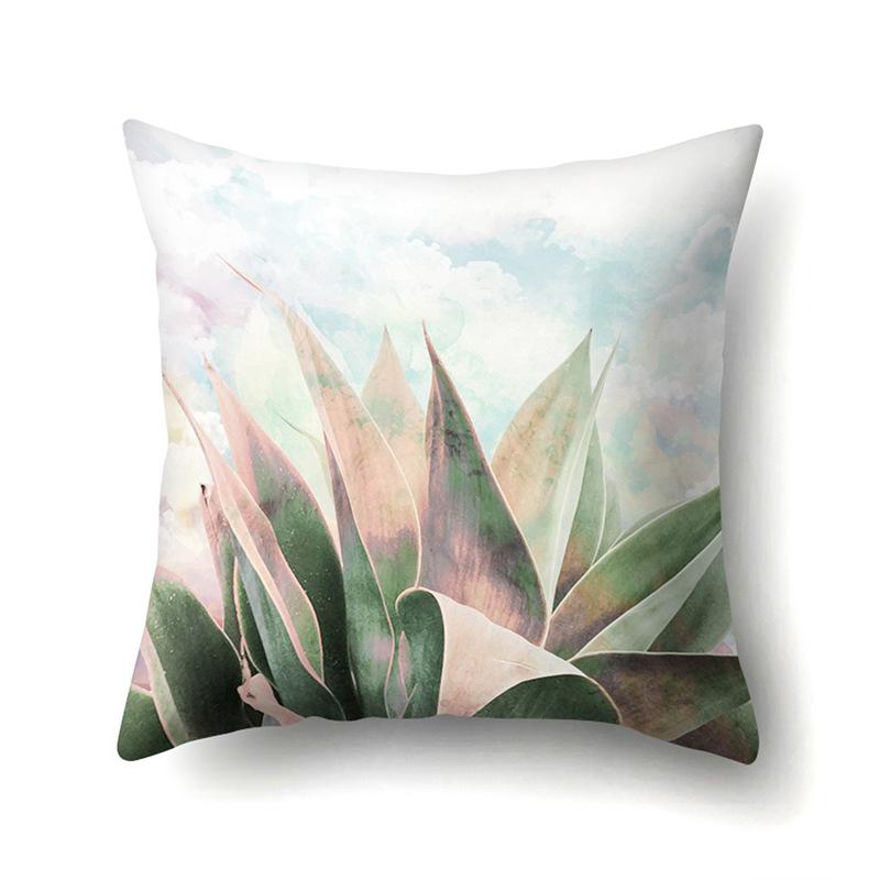 Полиэстеровая наволочка Декоративные цветы Домашнее растение Принт Наволочка Поясничная подушка Чехол на подушку для дивана