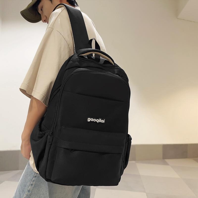 Школьная сумка для школьников средней школы, мужской рюкзак большой вместимости для путешествий, компьютерный рюкзак, однотонный женский рюкзак