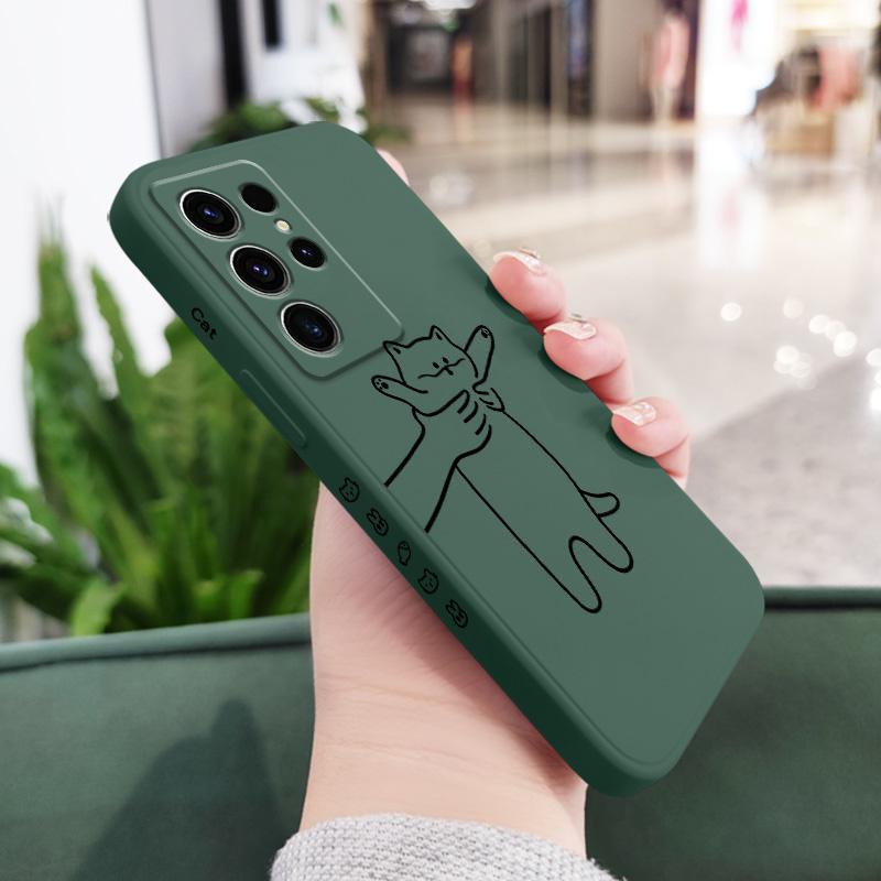Fidgeting Cat Phone Case For Samsung Galaxy S25 S24 S23 S22 S21 S20 Ultra FE S10 S10E Plus Note 20 Ultra Silicone Cover