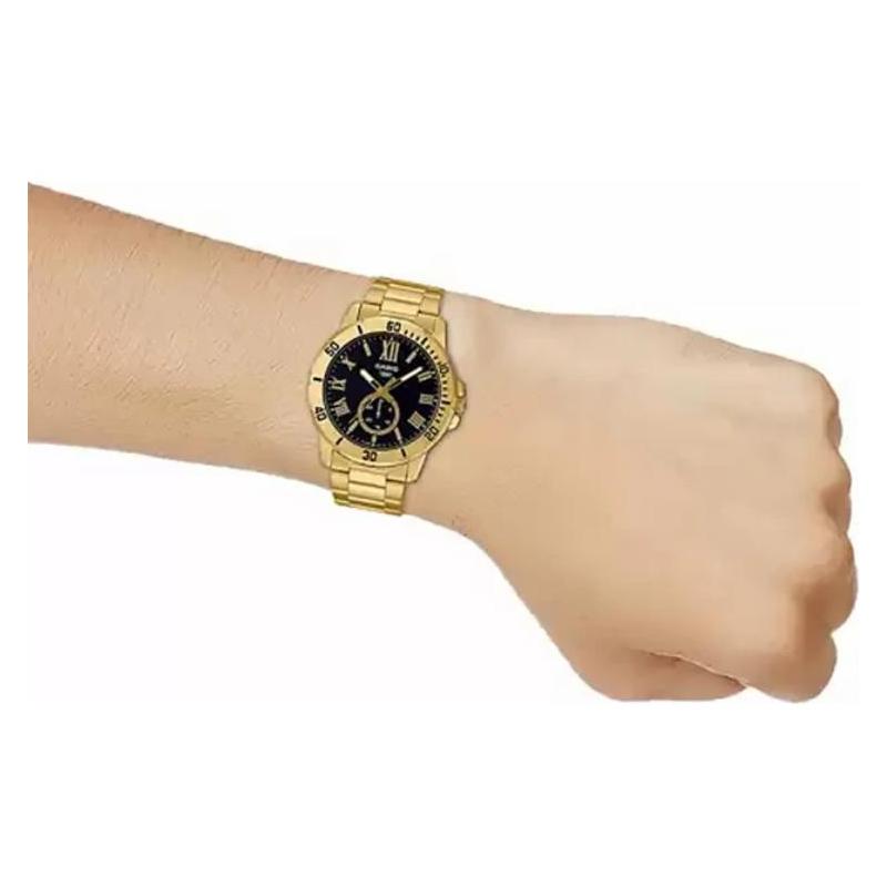 Casio Серия STANDARD повседневная модная тенденция кварцевый механизм стальной ремешок японские и корейские часы мужские часы черный циферблат MTP-VD200G-1B