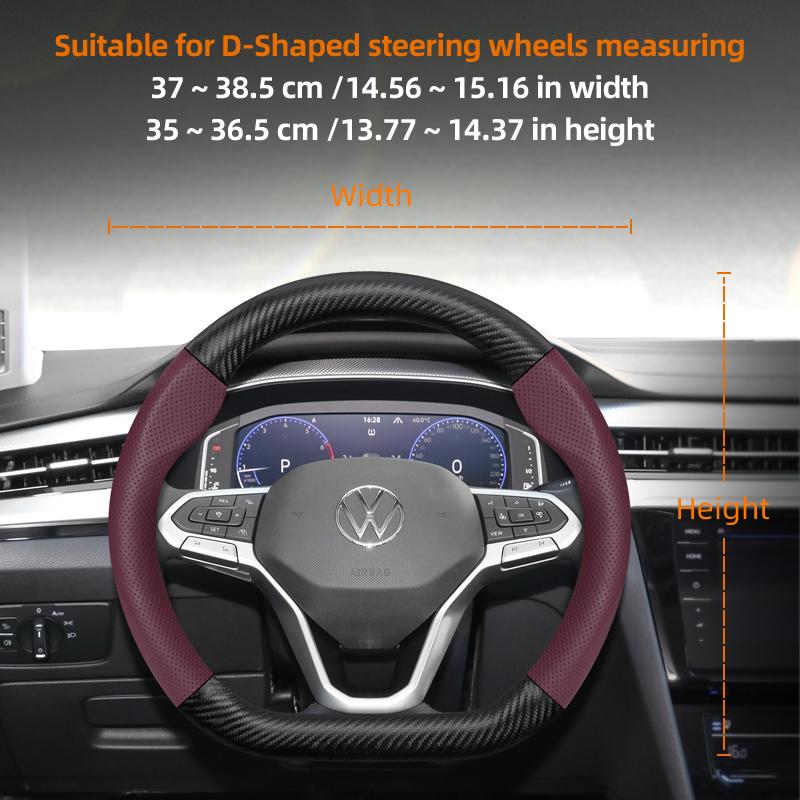 vcxja9 Suitable for Volkswagen Breathable Leather Matte Carbon Fiber Texture Steering Wheel Cover Suitable for Polo Golf 5 6 7 Gol Cc Passat B6 B8