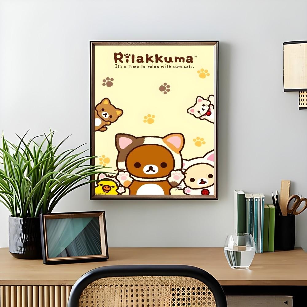Милый мультфильм R-Rilakkuma аниме постер липкая настенная художественная печать водонепроницаемый дом гостиная спальня бар прихожая эстетический декор