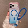 Для Чехол-ремешок с градиентом двойного цвета для For Iphone 17 16 1 Pro Max Air 14 Plus 11 12 13 Наручный ремешок Акриловая крышка