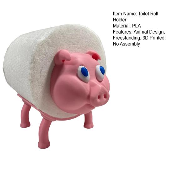 Animal Toilet Paper Holder Freestanding Cartoon Sheep Toilet Roll Holder 3D Printed Pig Cat Loo Roll Holder for Bathroom Decor Tissue Roll Storage