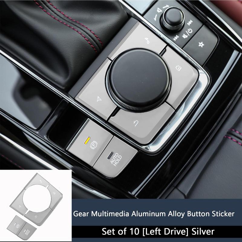 Наклейки на крышку кнопки переключения для 3 CX-30, автоматический удерживающий переключатель, кнопка P, мультимедийные переключатели, наклейки на кнопку, алюминий