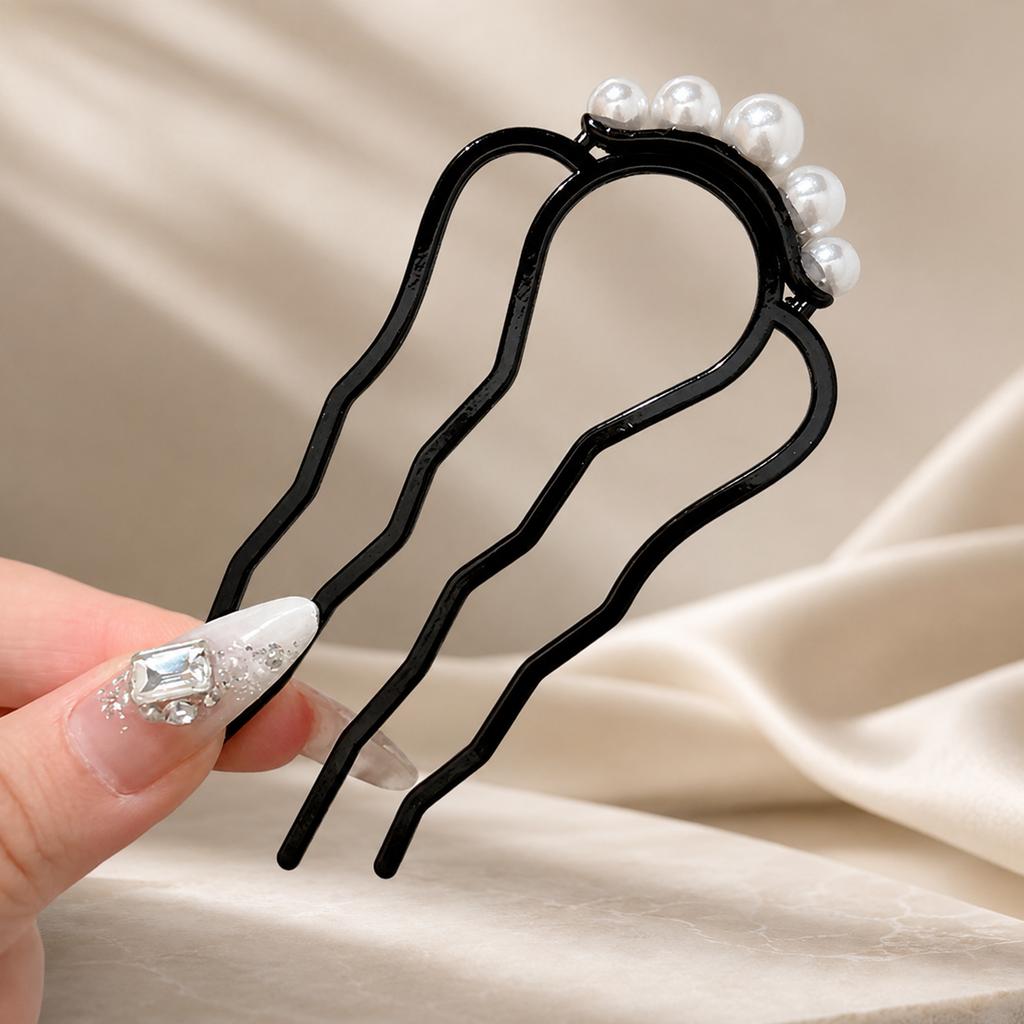 Alloy Hair Fork for Women Korean Pearl U Shaped Hair Pin Floral Bun Holder Non Slip Updo Hair Stick Wedding New Hair Accessories