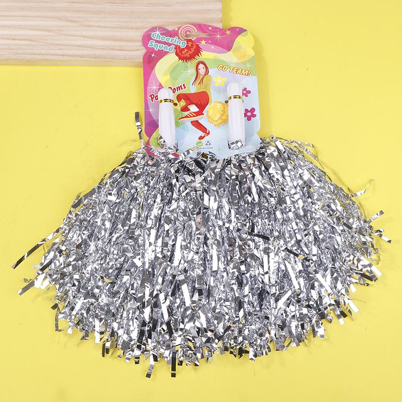 Stunning Pair of Non-Fading Metallic Cheerleading Pom Poms, Ideal for Kids and Adults, Brilliant for Sports and Dance Teams