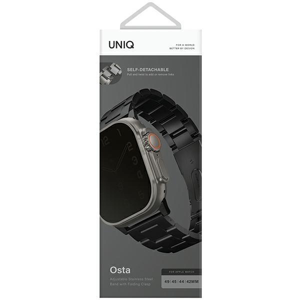 Uniq Pasek Osta Apple Watch 42/44/45/    49Mm Series 1/2/3/4/5/6/7/8/9/10/Se/Se2/Ultra/Ultra 2 Stainless Steel Czarny/Midnight Black