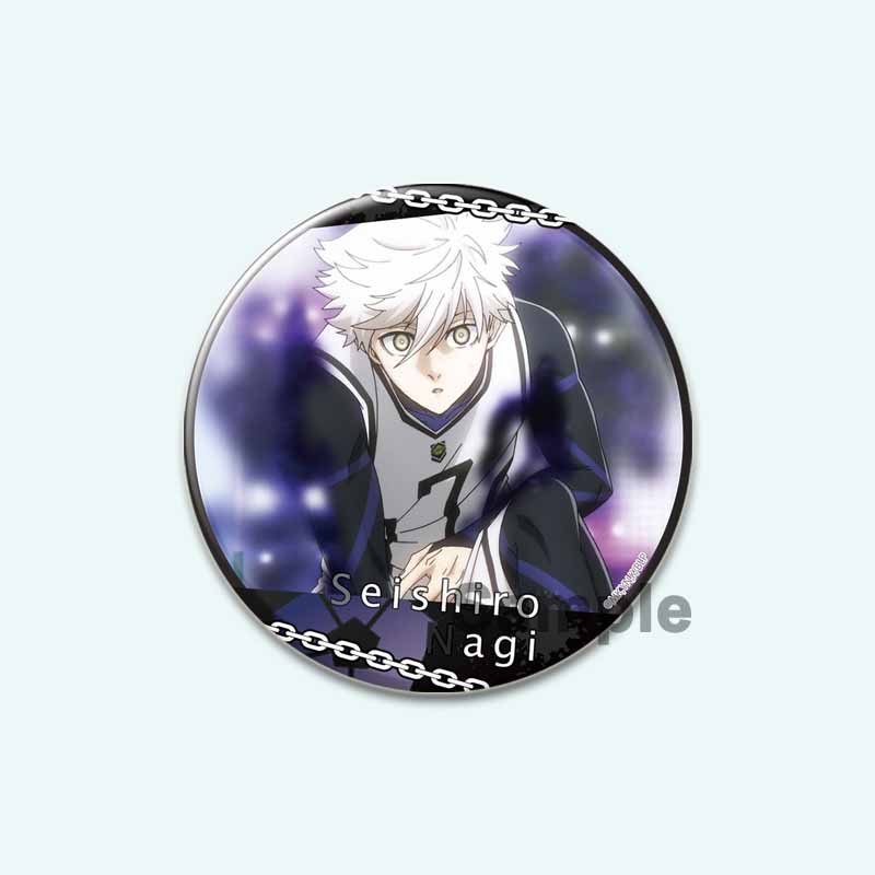 32/44/58 мм синяя брошь с HD-принтом, значок в виде аниме-фигурки из мультфильма Hyoma Chigirl Seishiro Nagi, круглые броши-булавки на лацкан, ювелирные изделия в подарок