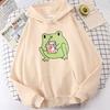 Cute Strawberry Milk Frog Metal Print Male Sweatshirt Fashion Hooded Oversized Casual Hoodies Autumn Soft Streetwear