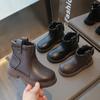 Girl's Ankle Boot Spring Autumn Black Classic Children Fashion Boots Solid Color Versatile Kids Causal Leather Boots Non-slip