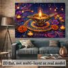 2D Diwali Diya Lamp Photography Background with Colorful Flowers