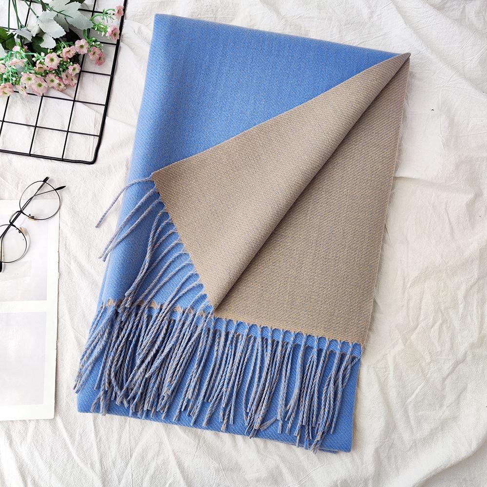Thickened Solid Color Double Sided Imitation Cashmere Scarf Autumn and Winter Atmosphere Women's High End Versatile Men's Scarf Warm Shawl
