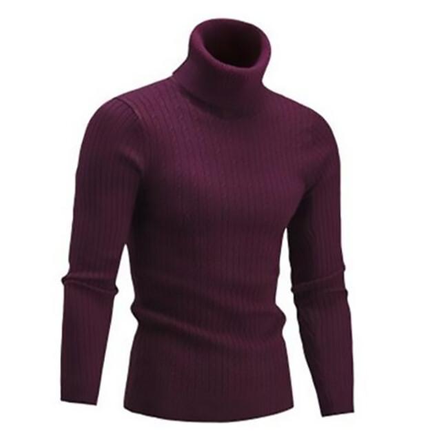 Men's High Collar Sweater Autumn and Winter Fashion Men's Long Sleeve Warm Knitted Turtleneck Sweater Keep Warm Pullovers