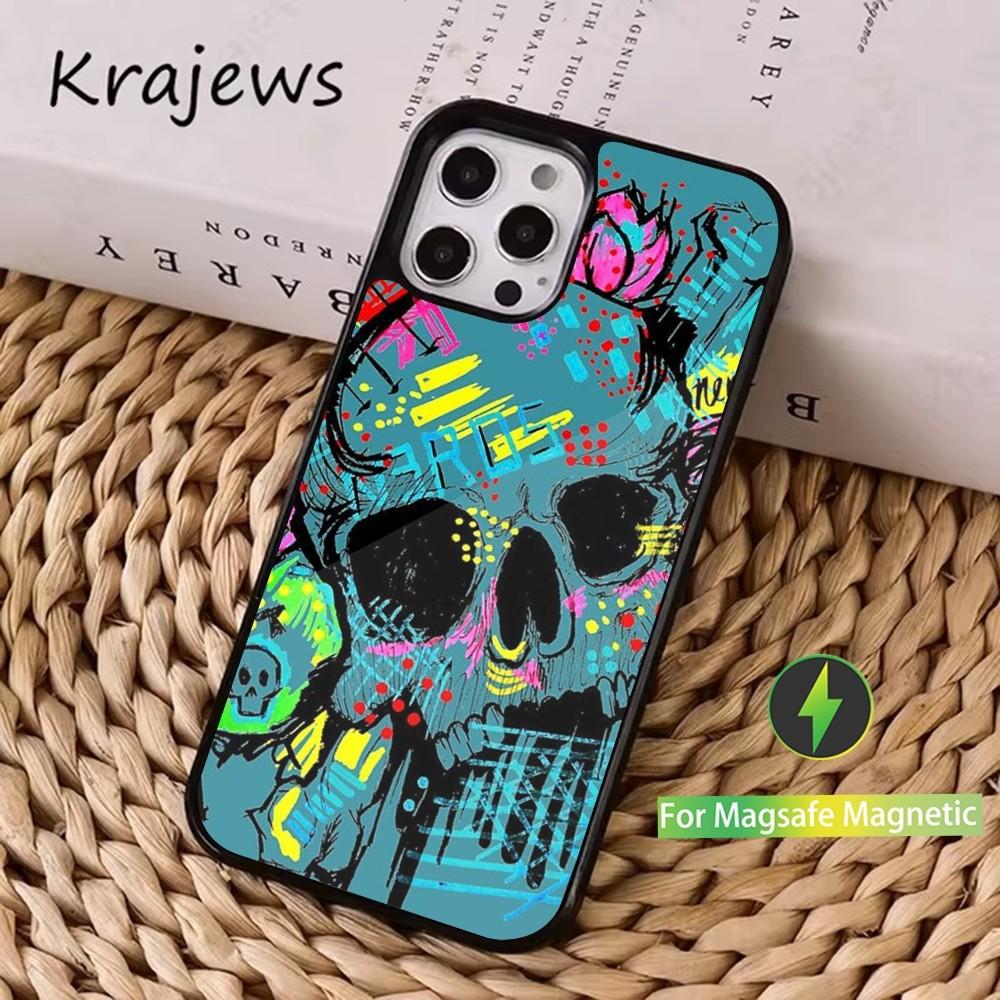 Крутая вещь Чехол для телефона с граффити-артом Для iPhone 16,15,14,13,12,11,Pro,Max,Plus,Mini, Magsafe,Магнитный чехол для беспроводной зарядки