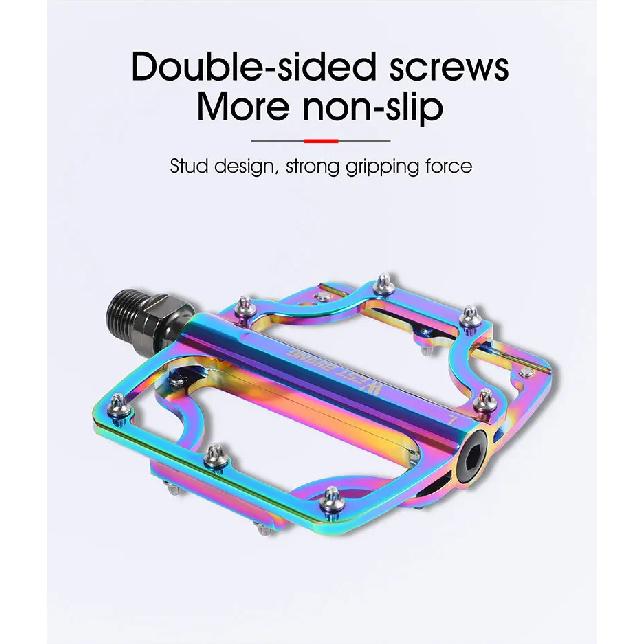 WEST BIKING Bicycle Pedals 3 Bearings CNC Ultralight MTB Road Bike Part Colorful Anti-slip Flat BMX Pedals Cycling Accessories