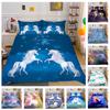 3D Cartoon Unicorn Series Bedding Set Cartoon Animal Duvet Cover and Pillow Case 2/3 Pieces Bedding Set for Children's and Girls' Rooms