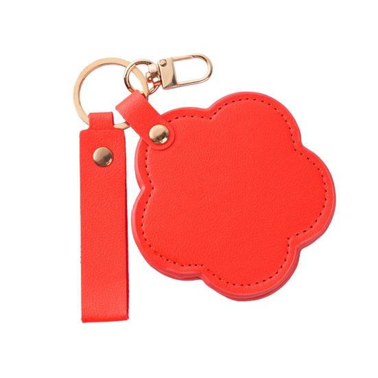 Зеркало для макияжа в форме цветка из искусственной кожи, водонепроницаемое, портативное, для туалетного столика, брелок