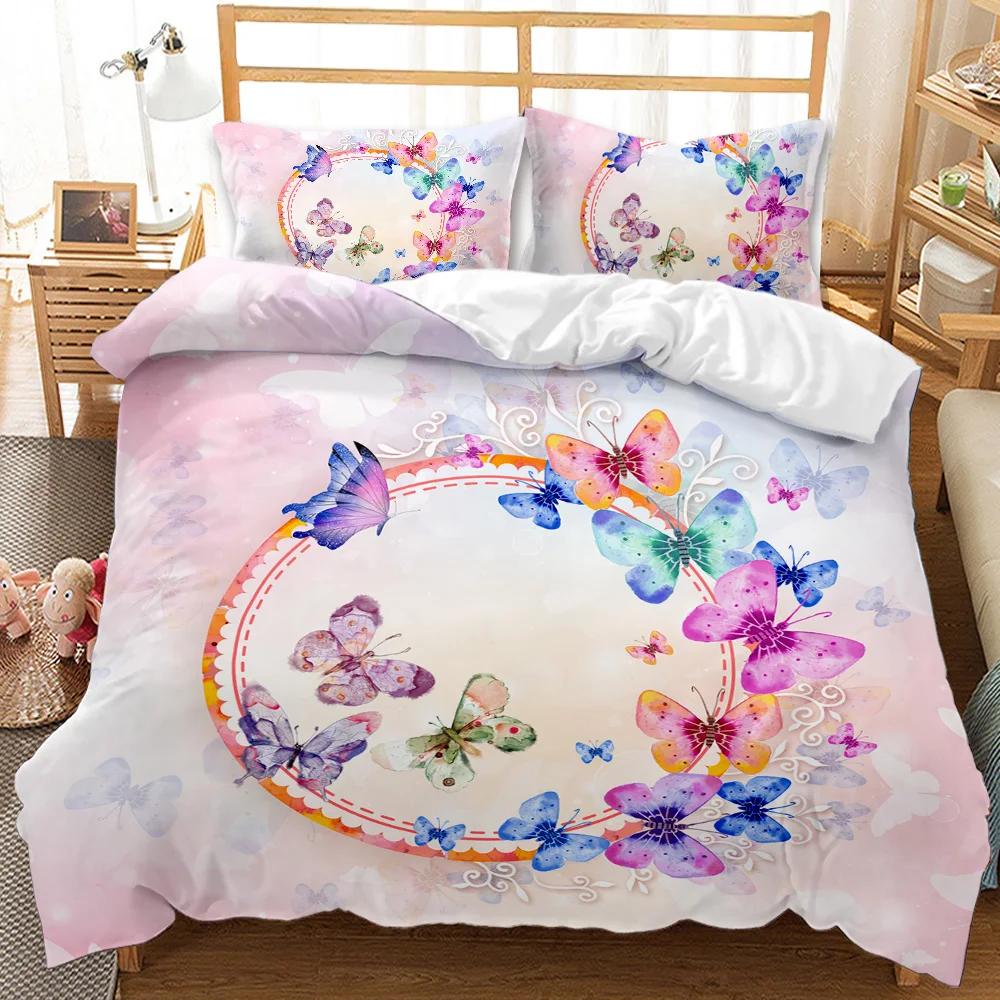 Butterfly Duvet Cover Girls Women Spring Blue Golden Butterfly Bedding Set Animal Double Queen King Size Polyester Qulit Cover
