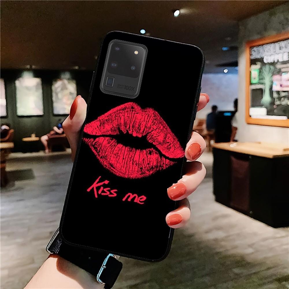 Sexy Girl red Lips Kiss Phone Case For Samsung S 9 10 20 21 22 23 30 23 24 plus lite Ultra FE S10lite Fundas