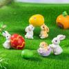 Resin Mini Easter Rabbit Figurine Multicolor Cartoon Buuny Statue  Dollhouse Decoration