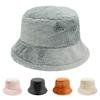 Winter Solid Color Imitation Rabbit Hair Bucket Hat Women's Plate Versatile Bucket Hat Thickened Plush Warm Plush Basin Hat