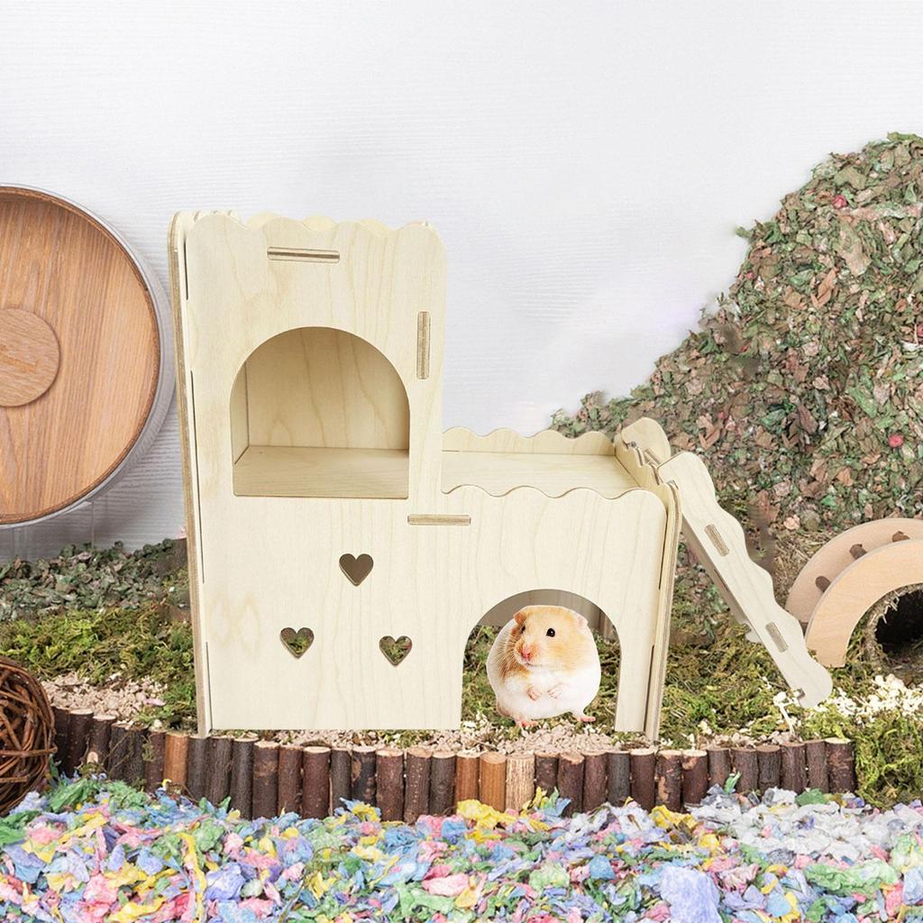 Wood Hamster Hideout Cage Accessories Habitat Decor Nest for Lemmings Dwarf Hamsters Rat