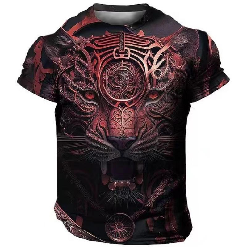 Men's Bold Tiger 3D Printed T-shirt Breathable Polyester Comfortable Short Sleeve Crew Collar Casual and Street Style