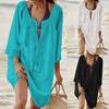Casual Swimwear Cover Up All Match V Neck Sexy Sun Protection Loose-fitting Bikini Cover Up for Swimming Pool EMA