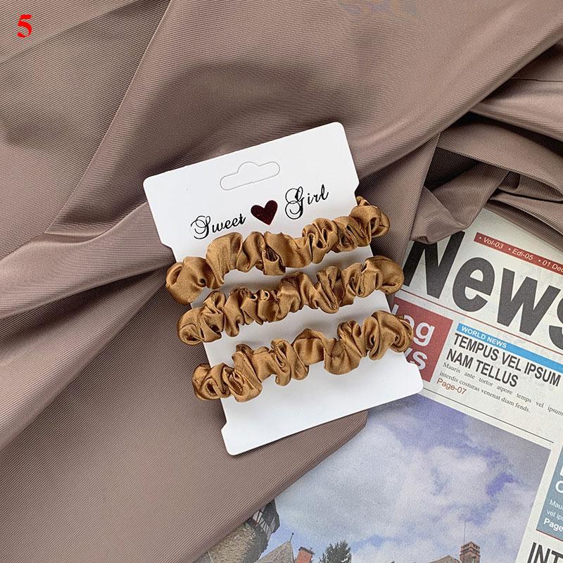 3Pcs/Set Silk Satin Solid Color Hair Ties Silky Scrunchies Set Women Simple Style Rubber Band Ponytail Holder Hair Accessories