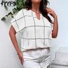 Женские модные повседневные летние весенние блузки и рубашки с v-образным вырезом и короткими рукавами в полоску с принтом