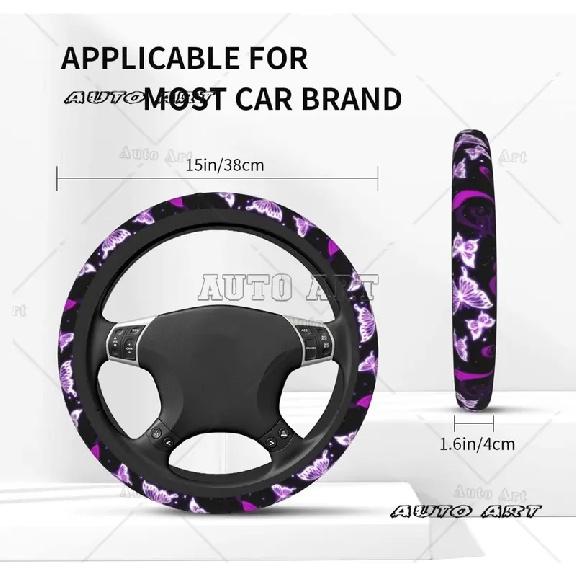 Butterfly Purple Car Steering Wheel Cover Universal Auto Steering Wheel Protector Elastische Car-styling Interior Accessories