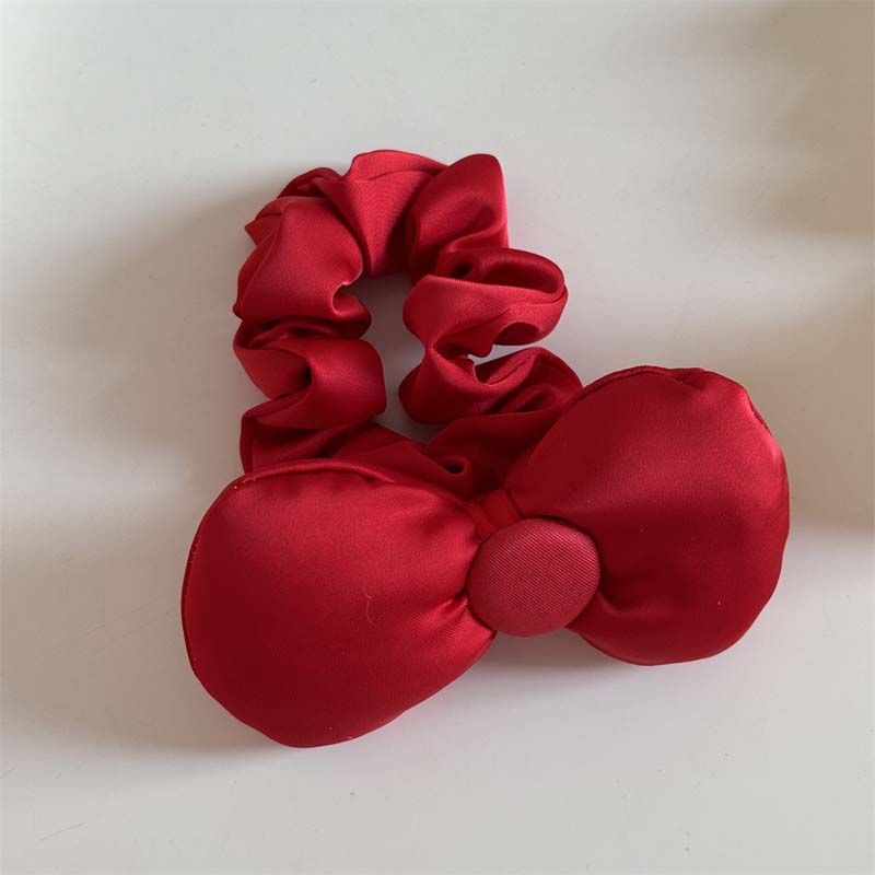 Новые корейские яркие бантики-скранчи для волос для женщин, милые однотонные атласные резинки для хвостика, аксессуары для волос