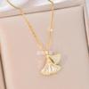 Full Diamond Ginkgo Leaf Necklace Women'S Premium Temperament Versatile Zircon Pendant Delicate Necklace